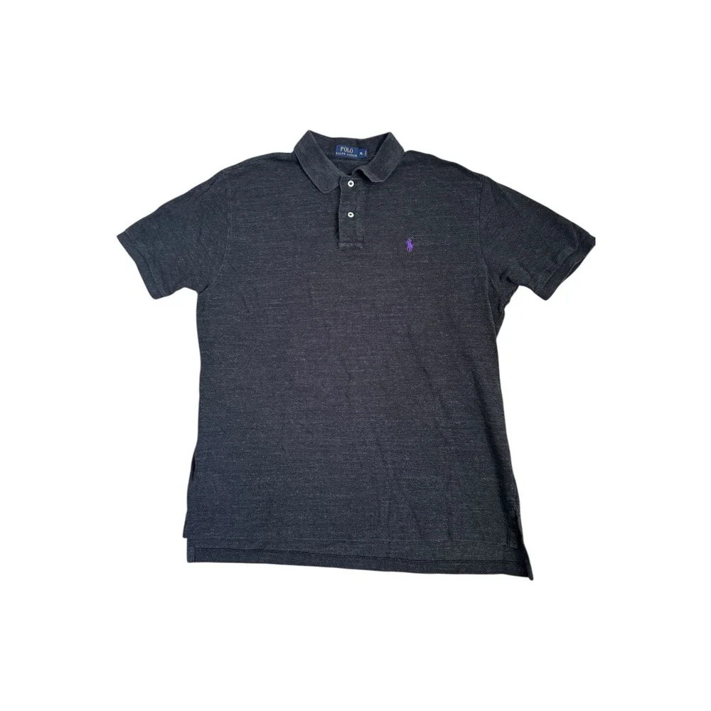 Polo Ralph Lauren‎ Men's Short Sleeve Polo Shirt Heathered Gray Purple Pony XL
